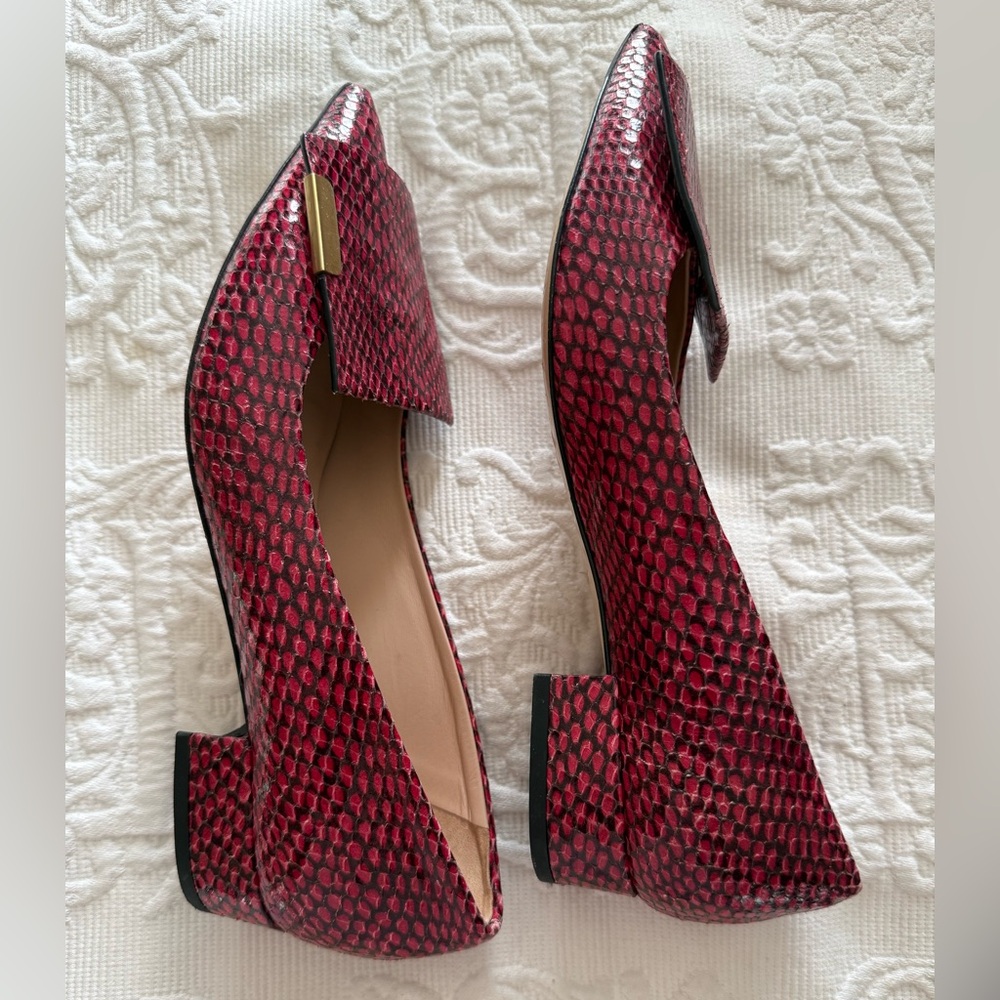 Bells & Becks Womens The Allegra Red Snake Print Flat Size EU 39.5 Made in Italy